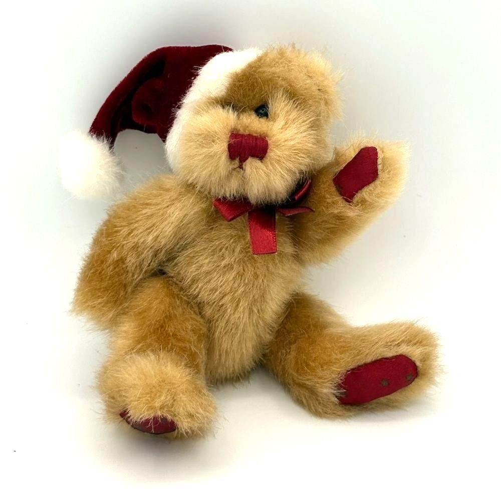 GANZ “Old Time Christmas”Festive Teddy Bear with Red Santa Hat 7”